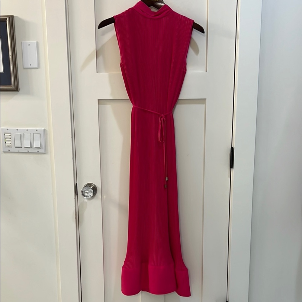 NWT $425 Milly Neiman Marcus sleeveless pleated fushia dress